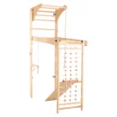 Wooden Wall Bars with Climbing Rope 