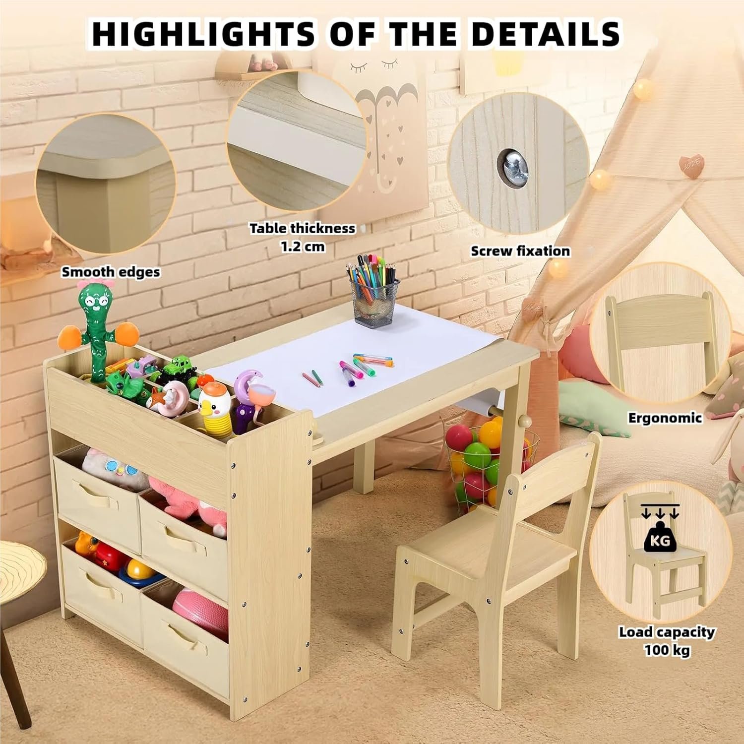 Kids Art Table and Chairs Set