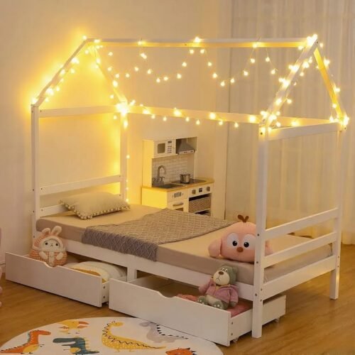 Kids Daybed with Roof for Girls & Boys