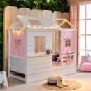 House Frame Wooden Single Bed for Boys and Girls 