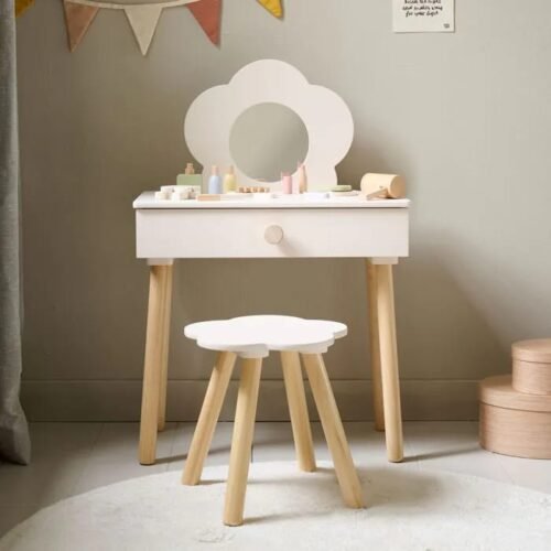 Kids Dressing Table with Mirror and Chair 