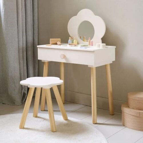 Kids Dressing Table with Mirror and Chair 