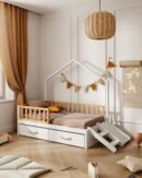 House-Shaped Kids Bed with Storage Drawers