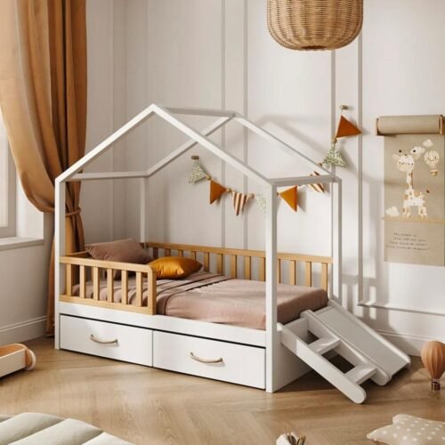 House-Shaped Kids Bed with Storage Drawers
